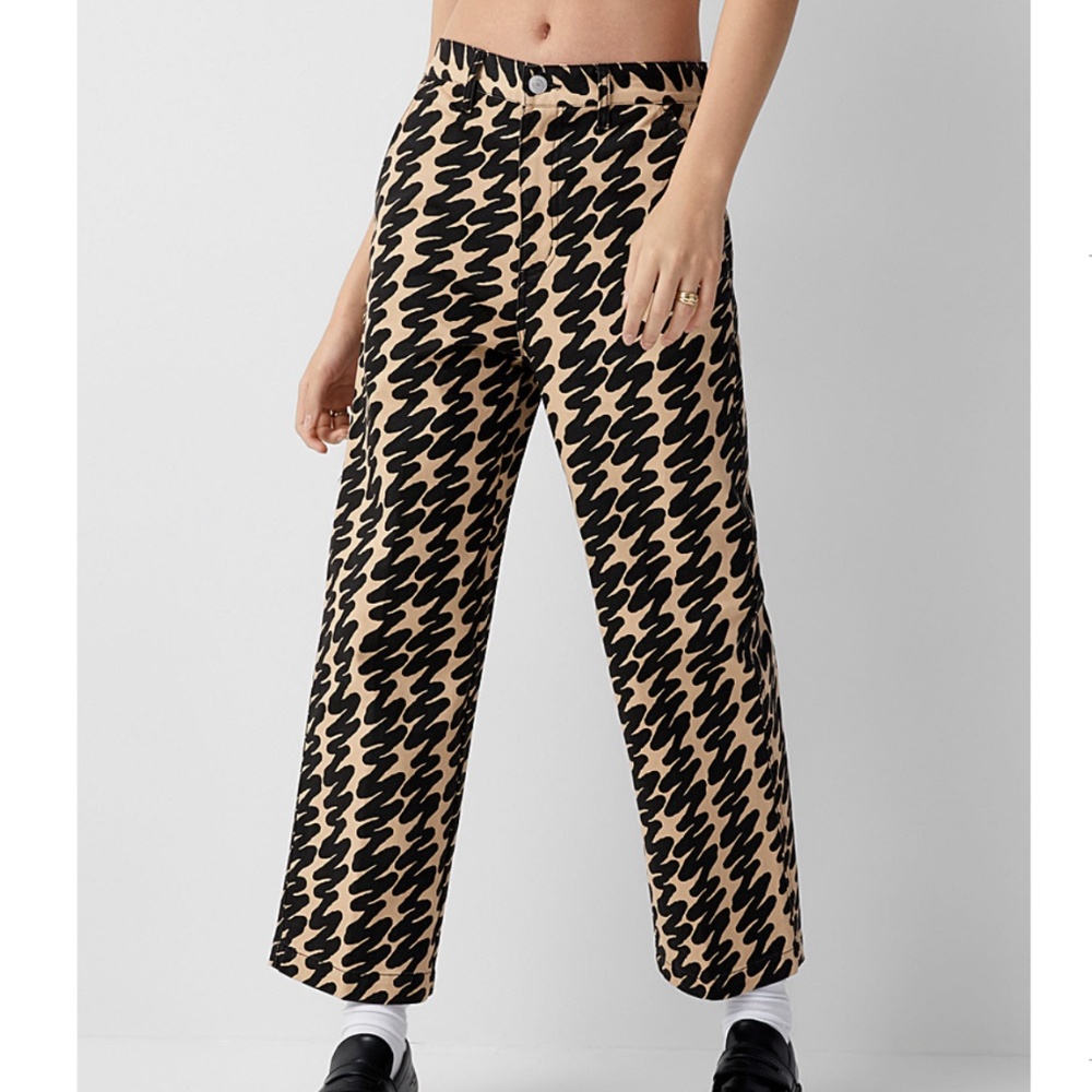 Obey Black and Tan Patterned Cropped Jeans